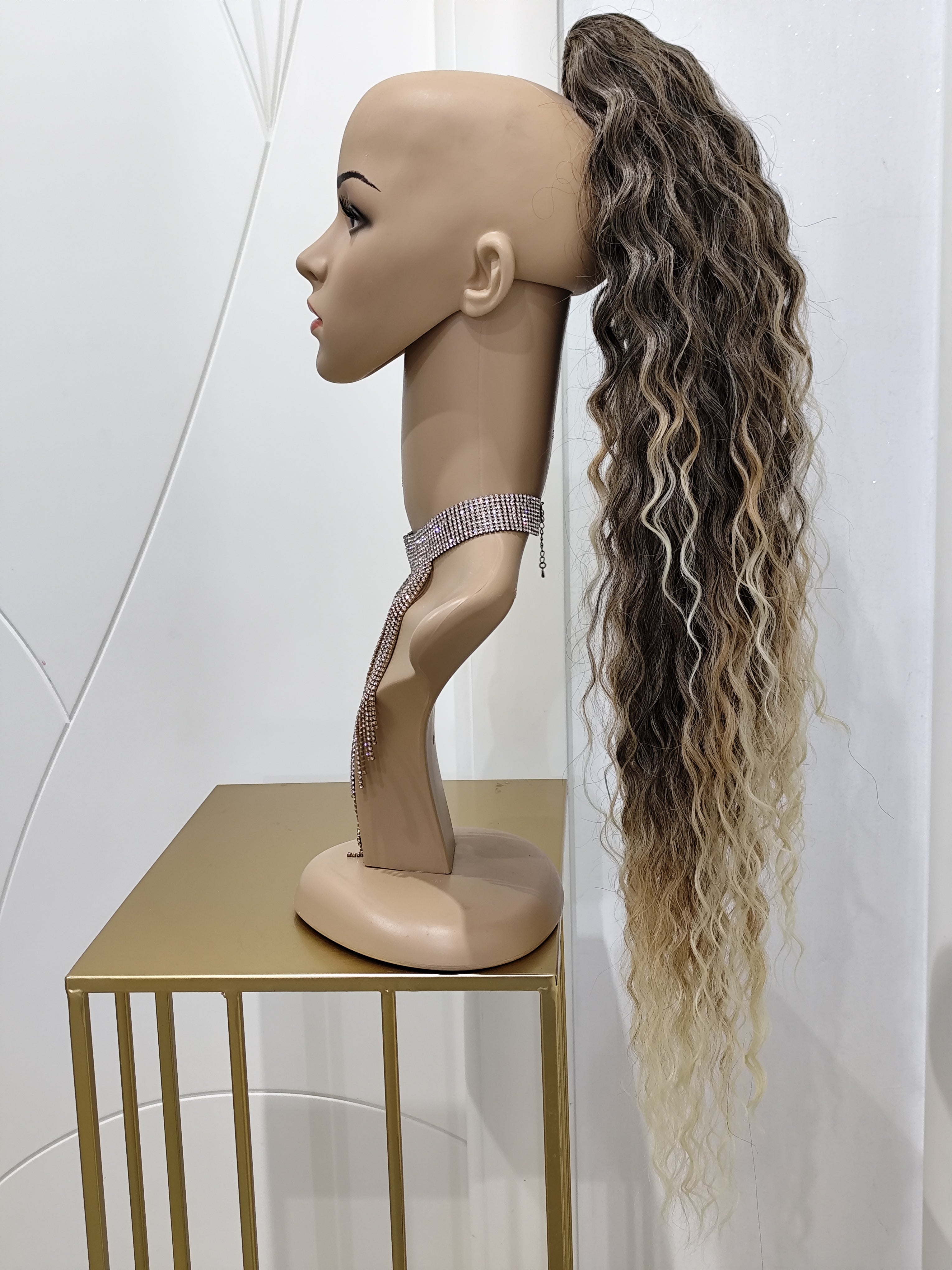 CODA RICCIA BIONDO DEGRADE' 90 CM